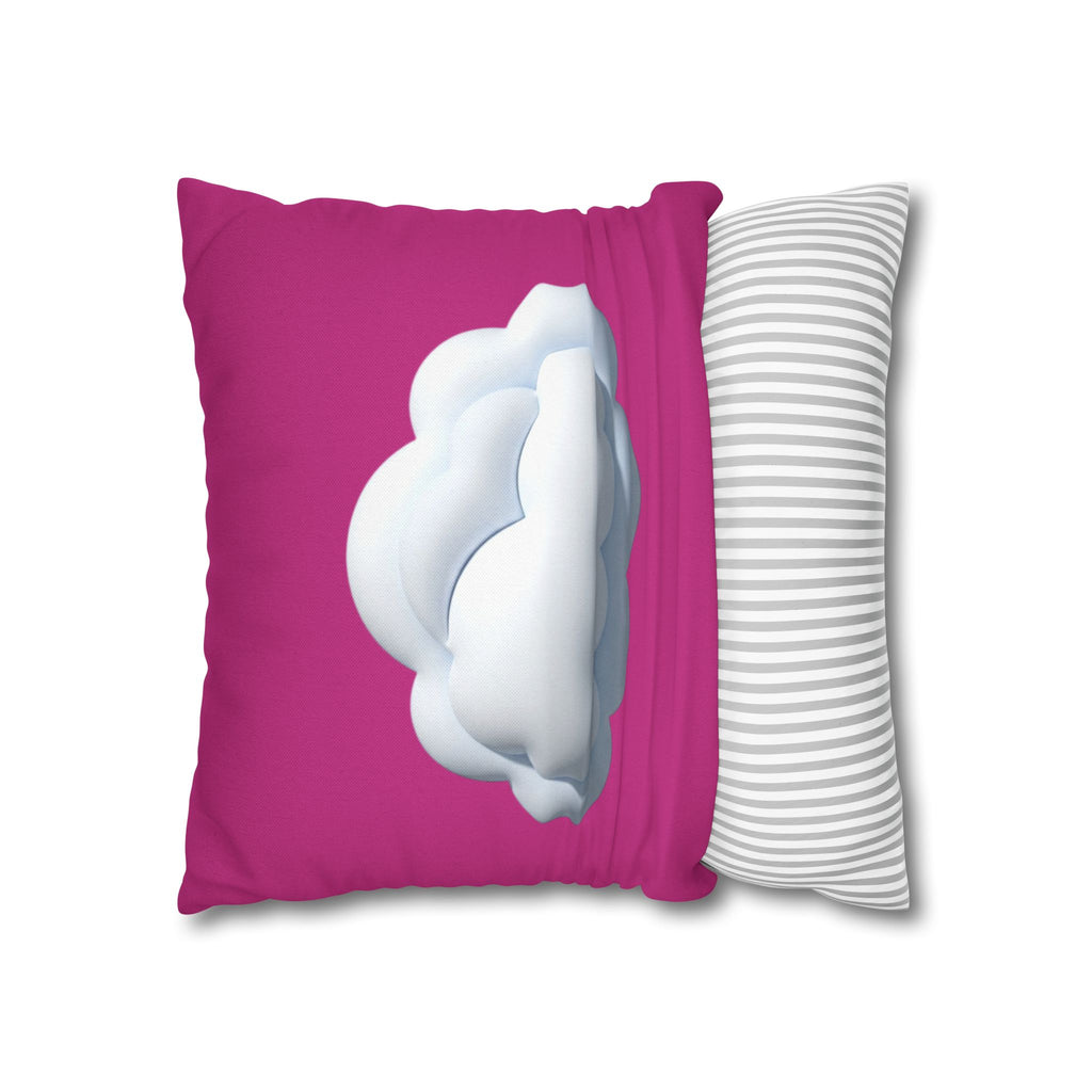 Cloud Graphic Pillowcase - Magenta Decorative Square Throw Pillow Cover