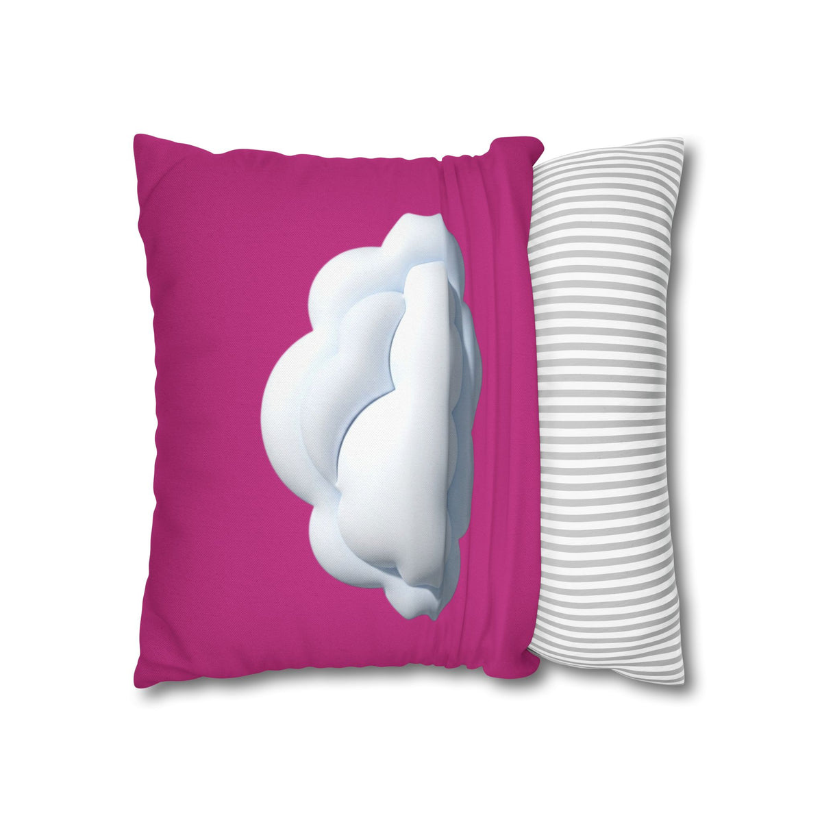 Cloud Graphic Pillowcase - Magenta Decorative Square Throw Pillow Cover