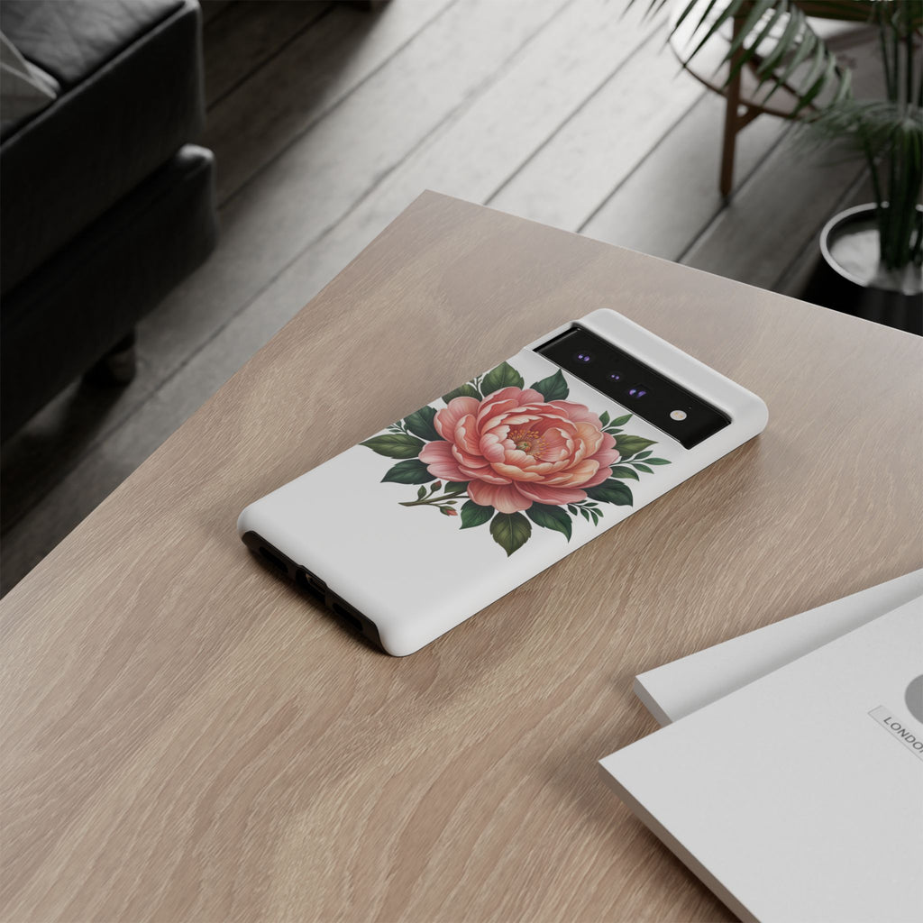 Floral Peony Tough Phone Case — Protective Botanical iPhone Cover