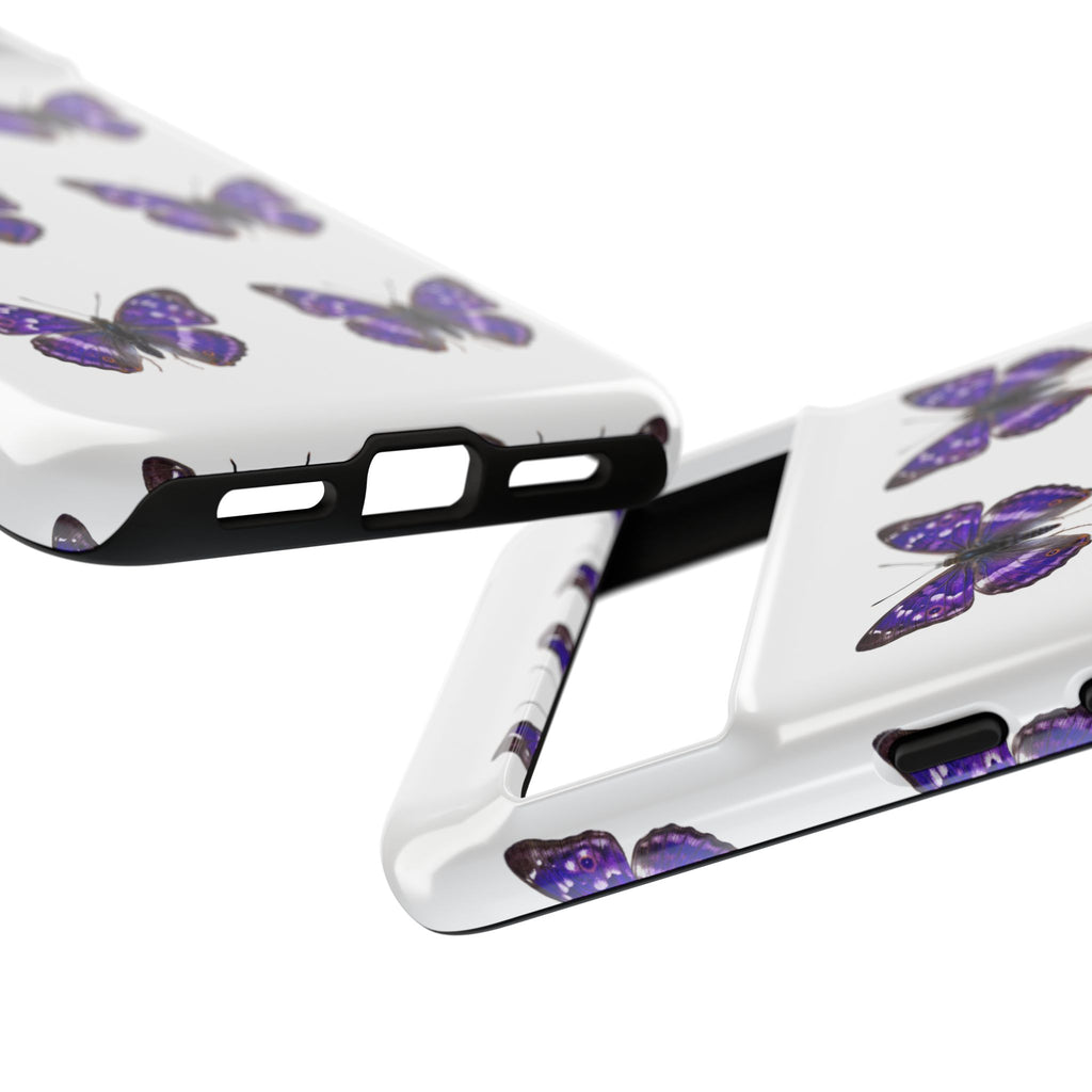 Purple Butterfly Tough Phone Case — Durable Protective iPhone Case with Repeating Butterfly Pattern