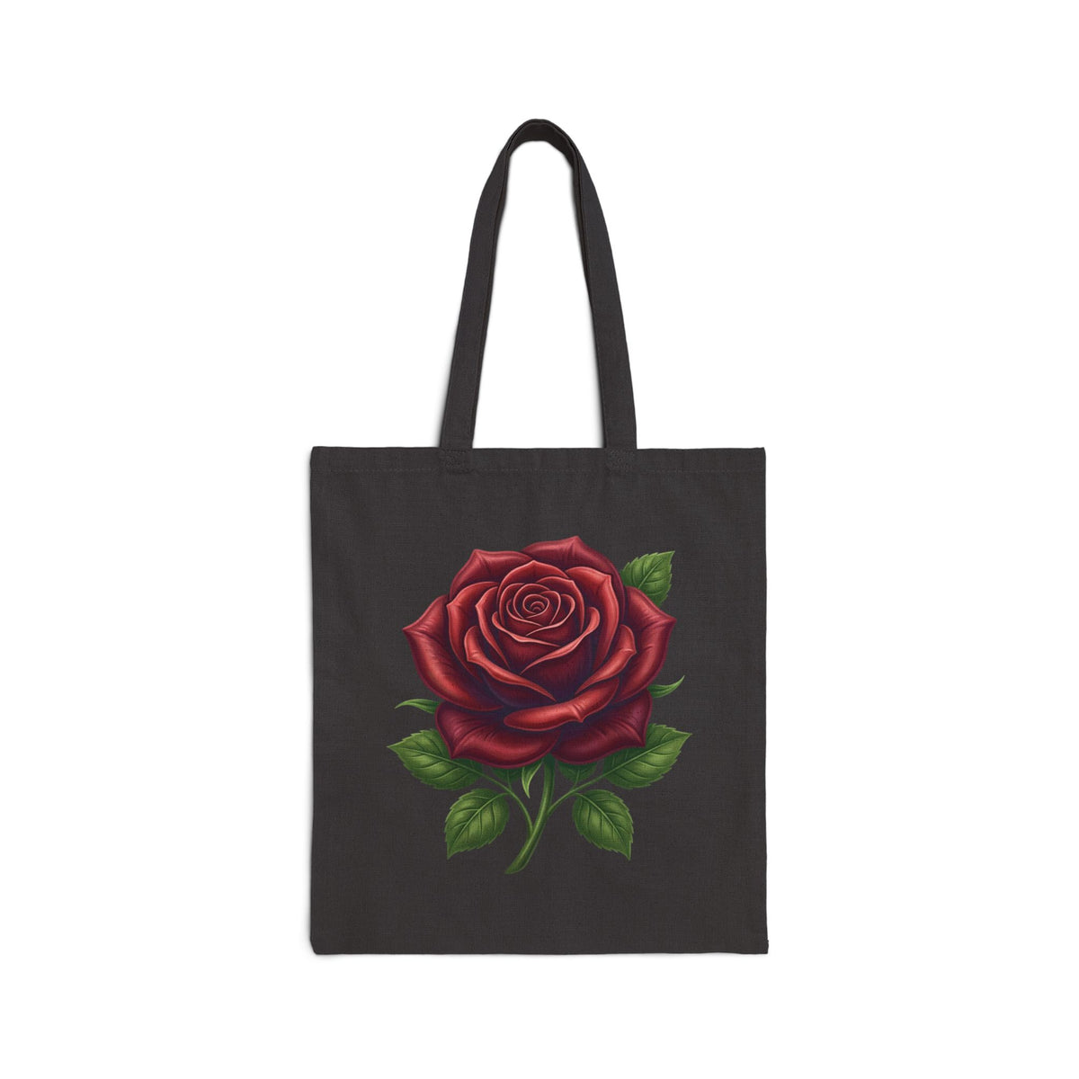 Rose Canvas Tote Bag — Vintage Red Rose Floral Grocery Shopper