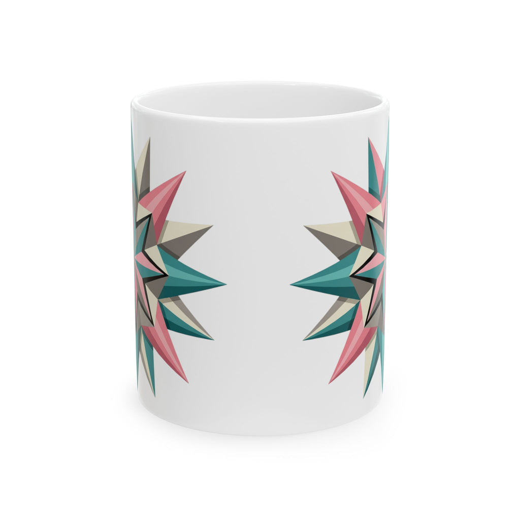 Geometric Starburst Ceramic Mug — Pink & Teal 11oz/15oz
