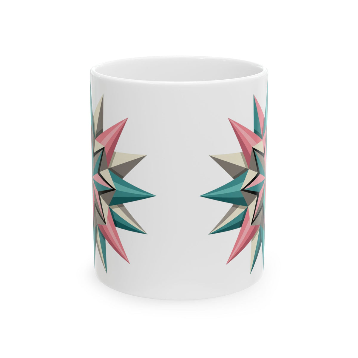 Geometric Starburst Ceramic Mug — Pink & Teal 11oz/15oz