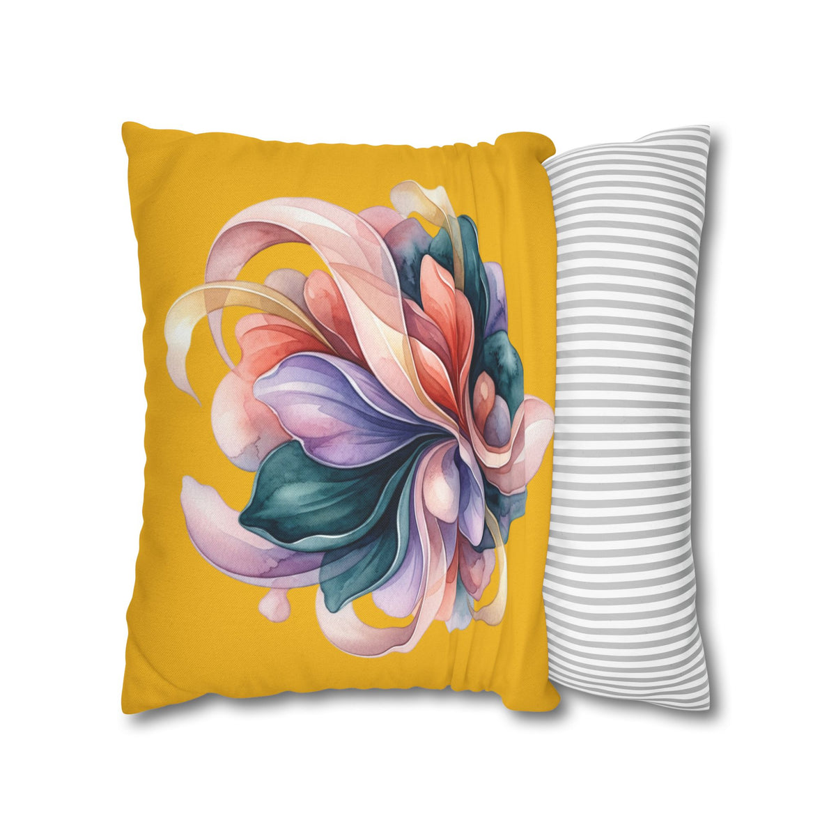 Floral Swirl Decorative Pillowcase — Vibrant Yellow Abstract Flower Accent
