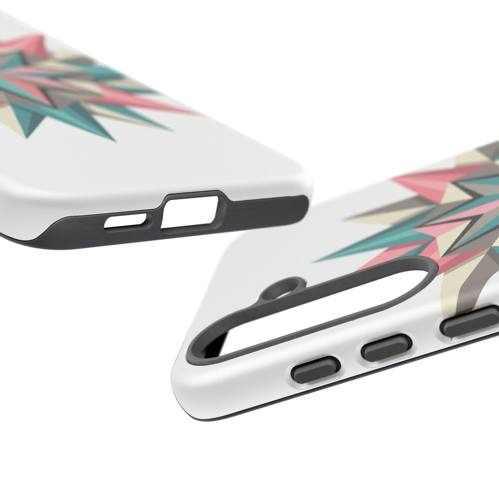Geometric Star Tough Phone Case – Pink Teal Compass Design