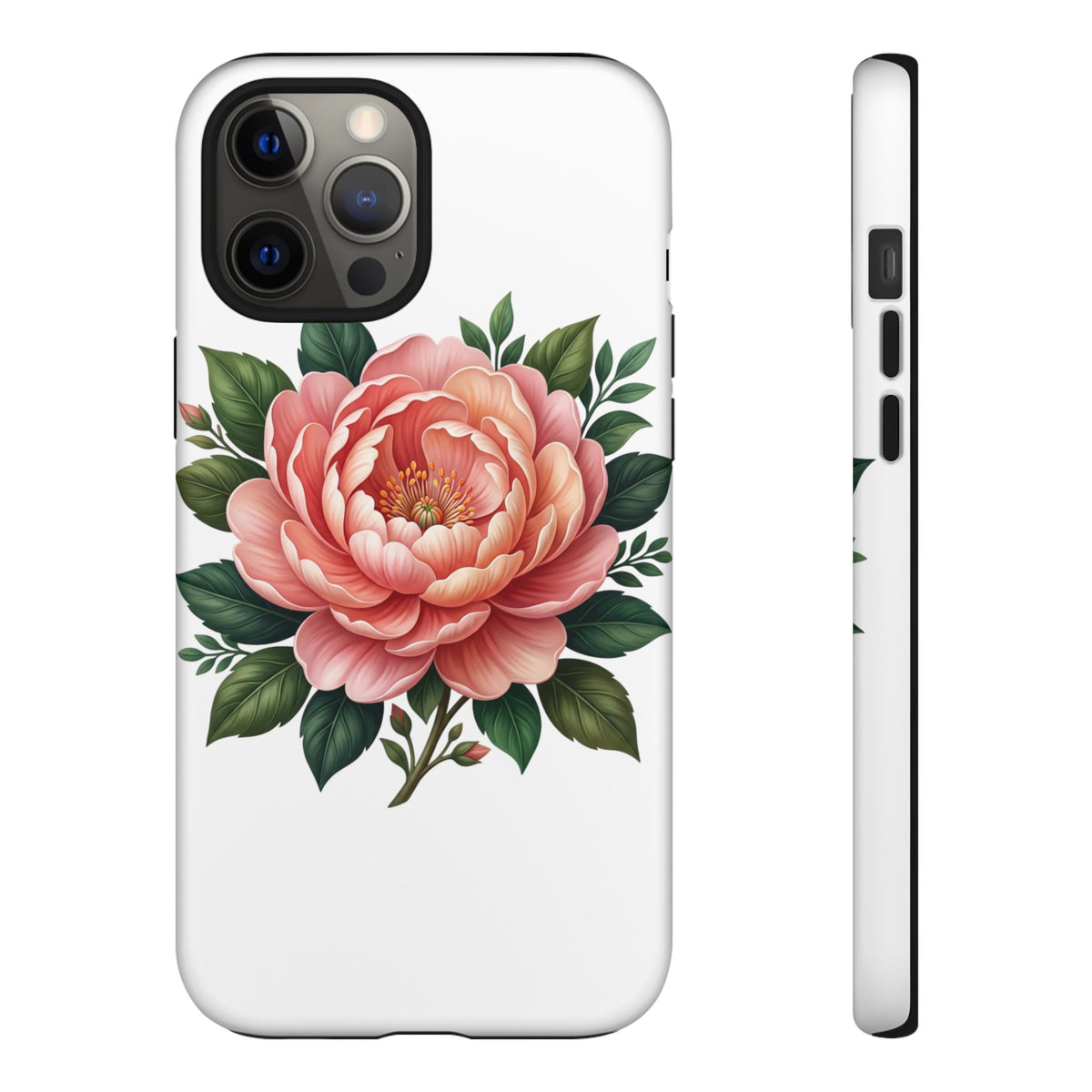 Floral Peony Tough Phone Case — Protective Botanical iPhone Cover
