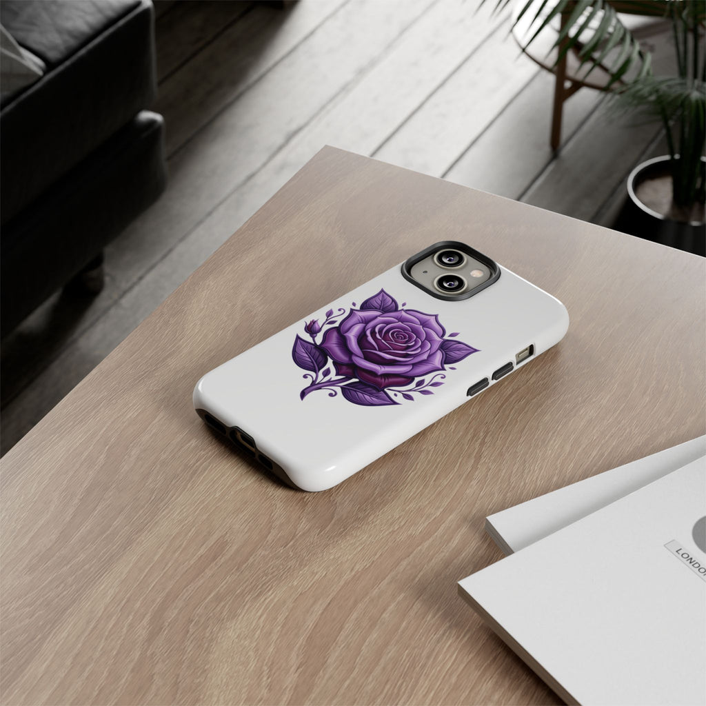 Purple Rose Tough Phone Case — Floral Protective Phone Cover