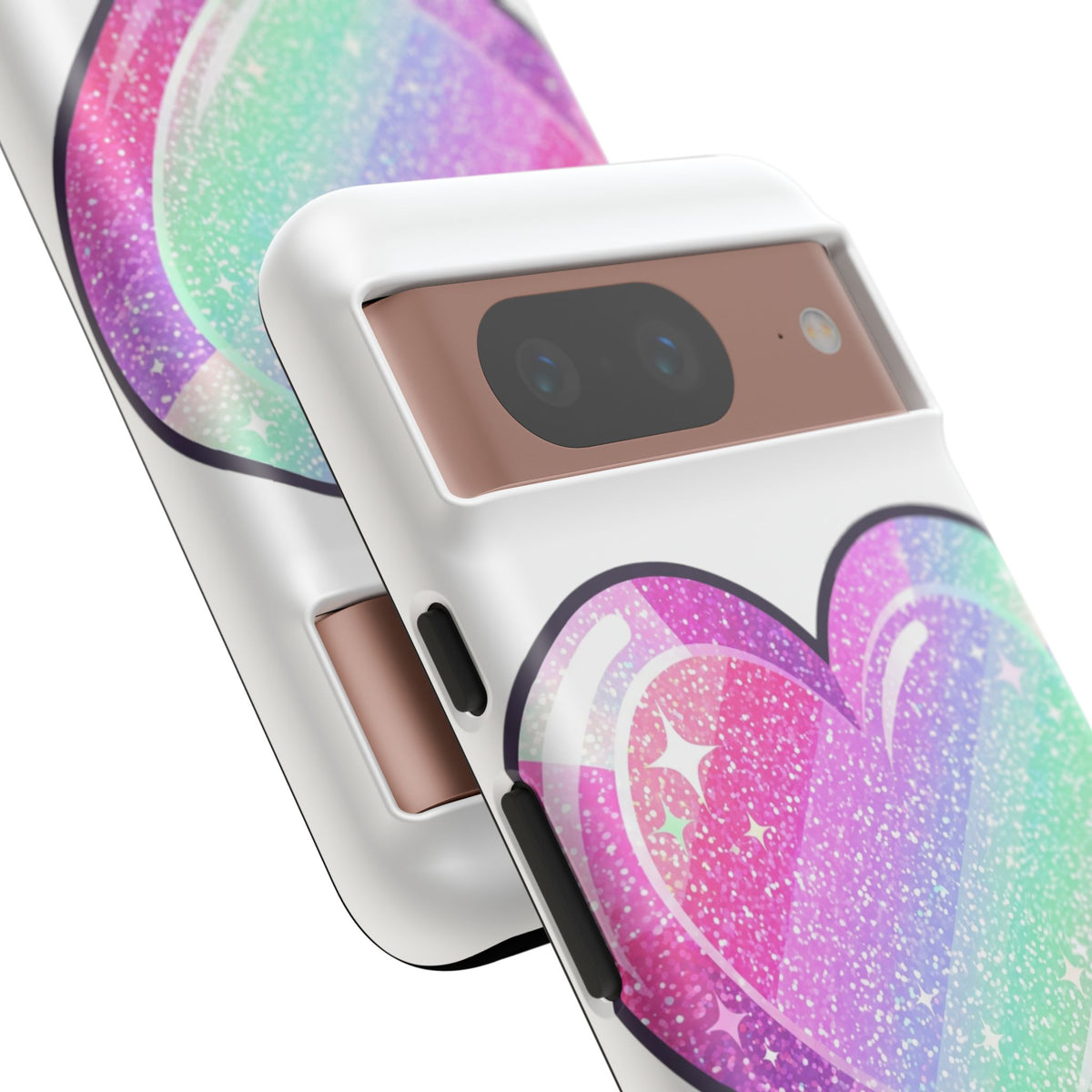 Pastel Glitter Heart Tough Phone Case — Cute Protective Phone Cover