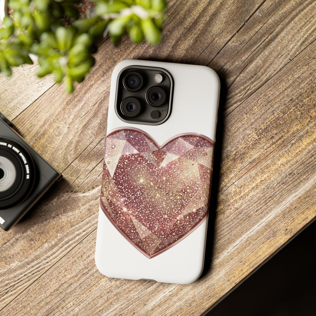Rose Gold Glitter Crystal Heart Phone Case