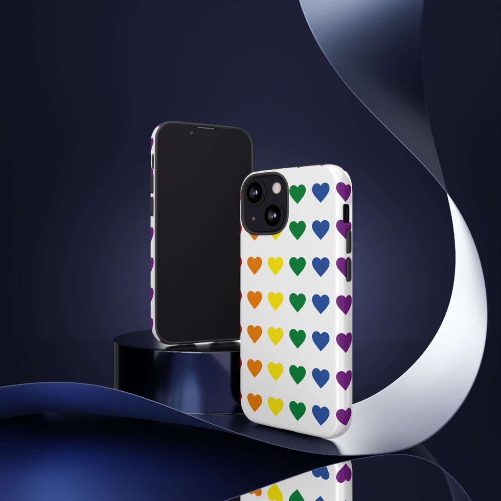 Rainbow Heart Tough Phone Case — Pride Pattern Protective Cover