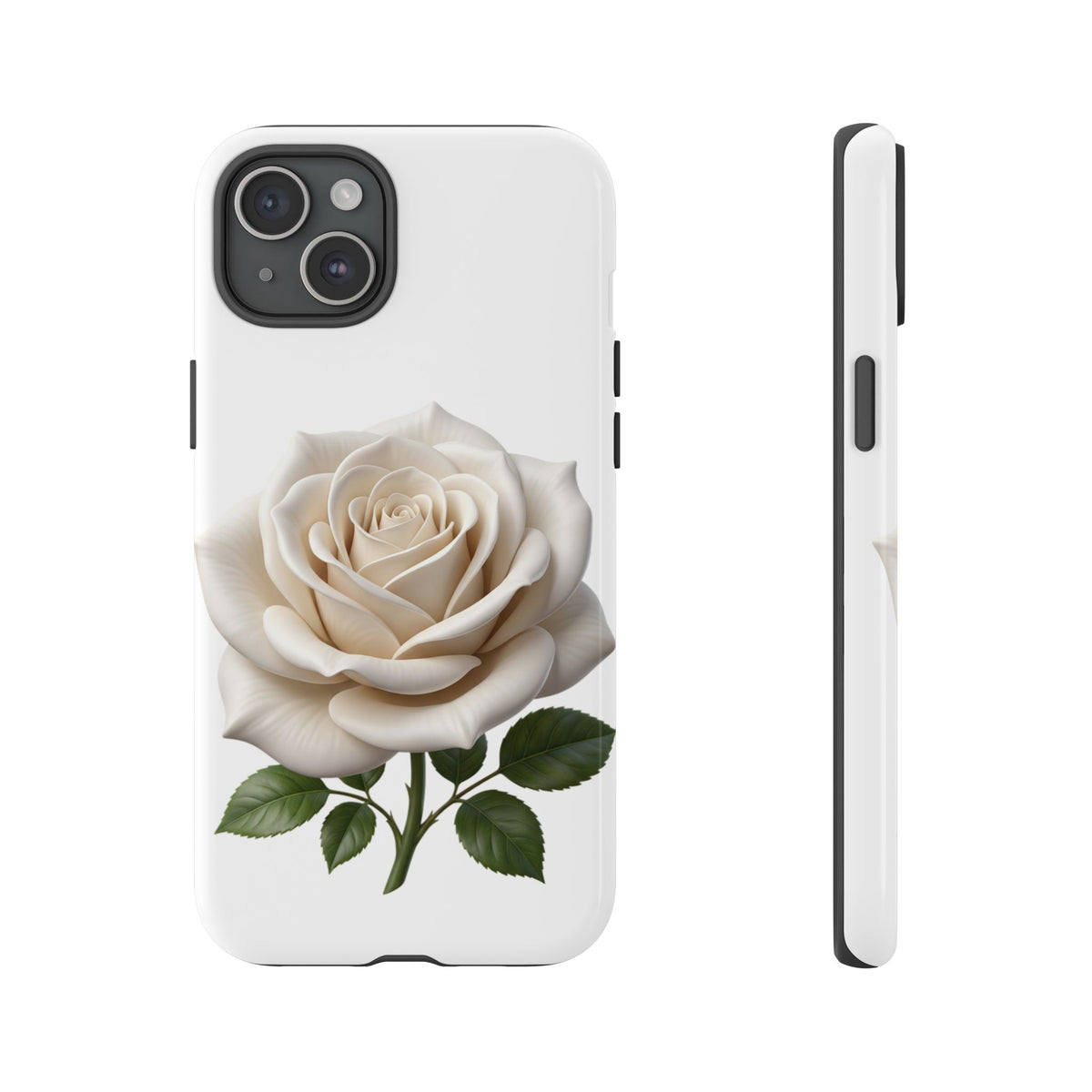 White Rose Tough Phone Case – Elegant Floral Protective Cover
