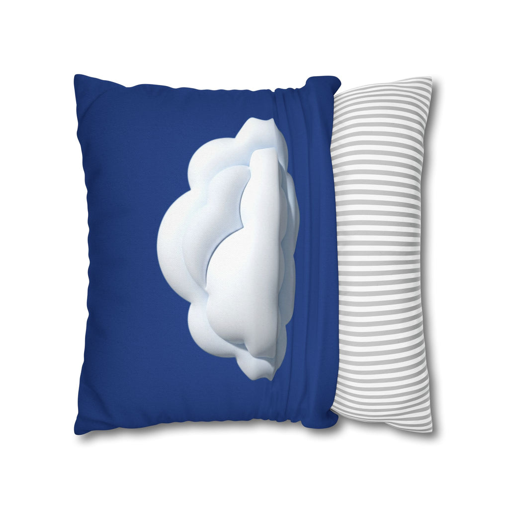 Cloud Navy Pillowcase – Soft White Cloud Design on Blue Square Pillow