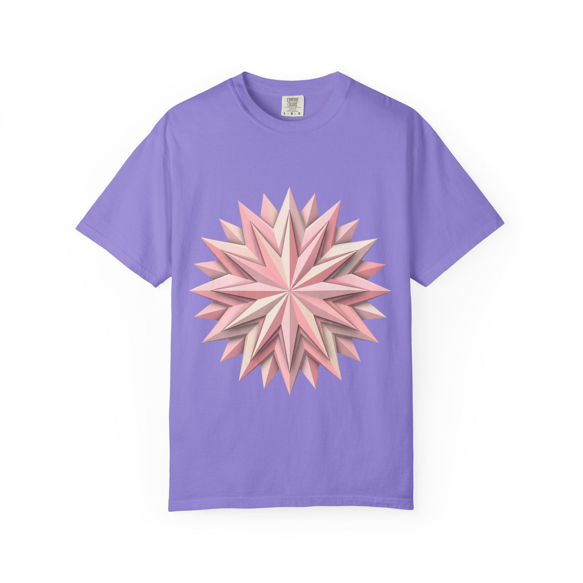 Geometric Rose Star T-Shirt — Pink 3D Origami Floral Tee