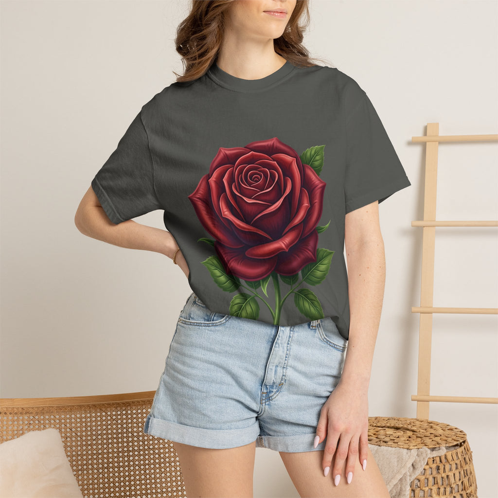 Rose Graphic T‑Shirt — Large Red Rose Floral Tee