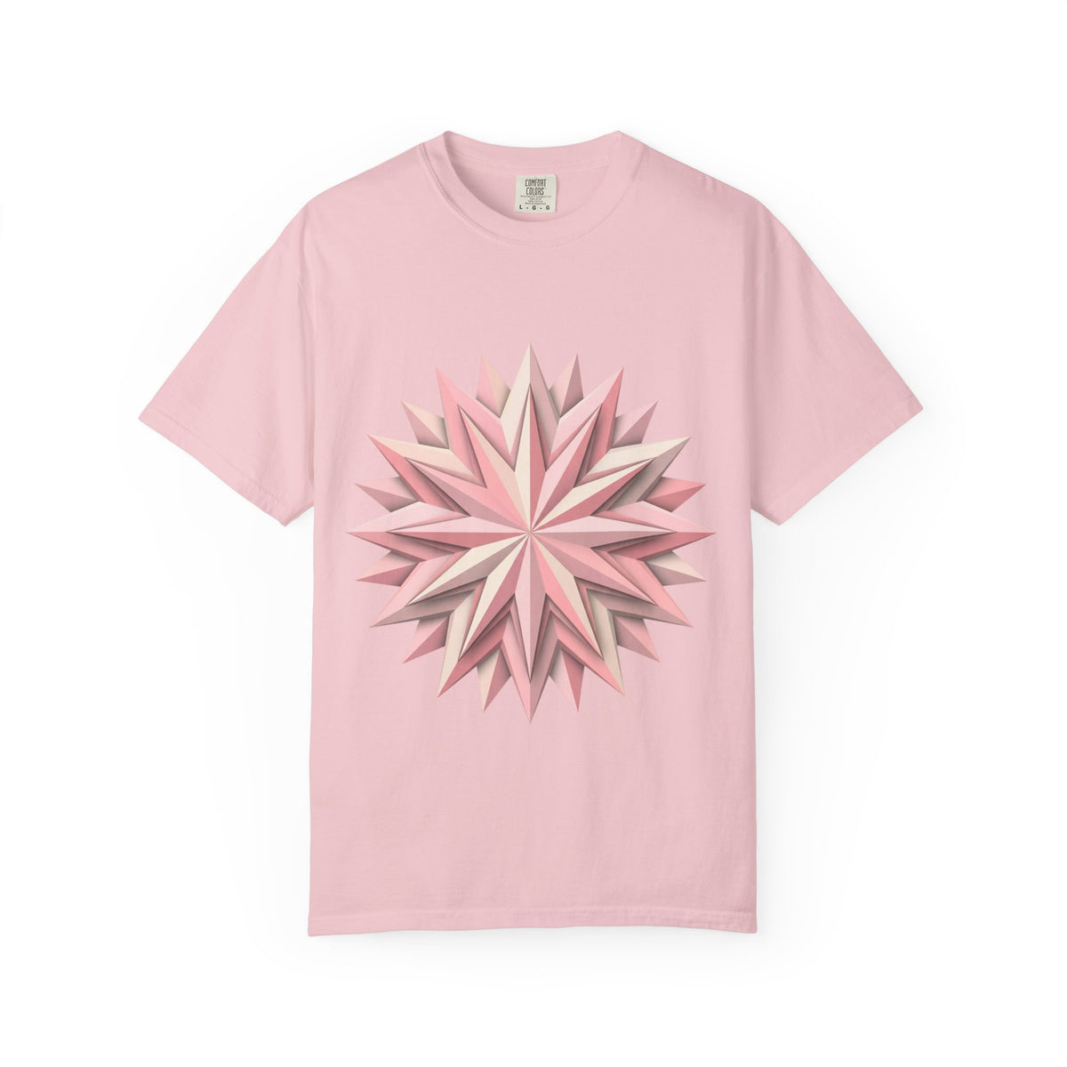 Geometric Rose Star T-Shirt — Pink 3D Origami Floral Tee