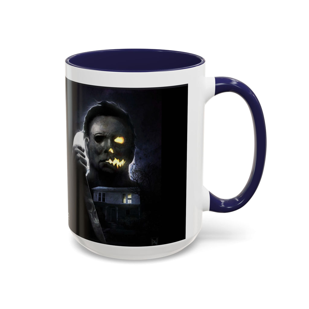 Halloween Michael Myers Accent Coffee Mug — Spooky Horror Movie Jack-O'-Lantern Face (11/15oz)
