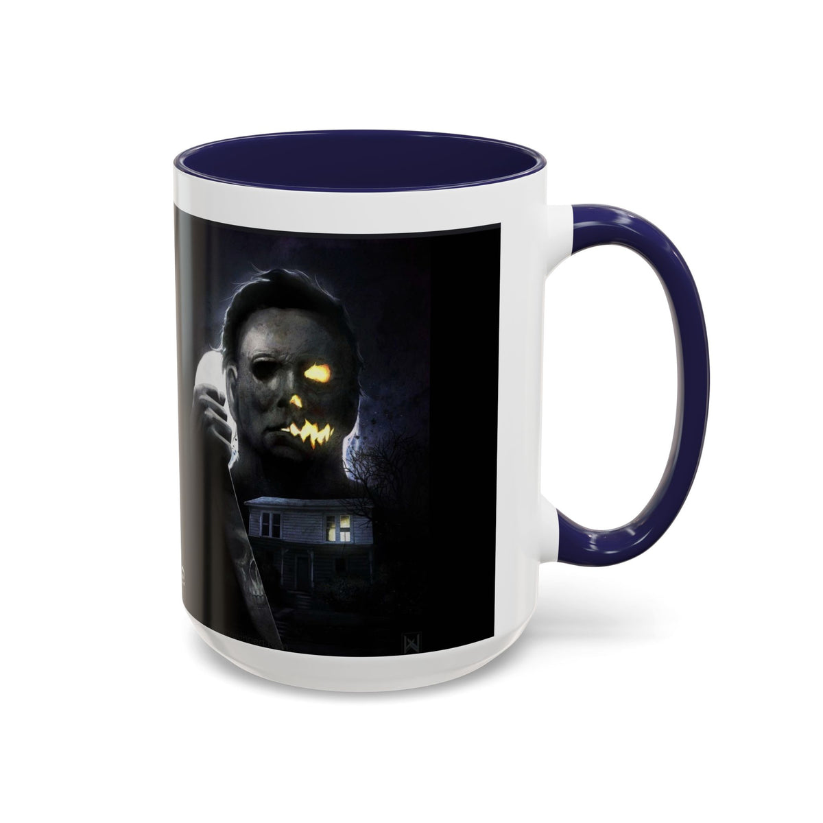 Halloween Michael Myers Accent Coffee Mug — Spooky Horror Movie Jack-O'-Lantern Face (11/15oz)