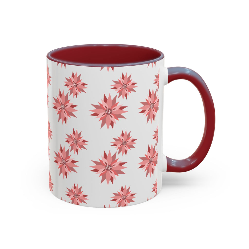 Pink Geometric Floral Accent Coffee Mug — 11/15oz