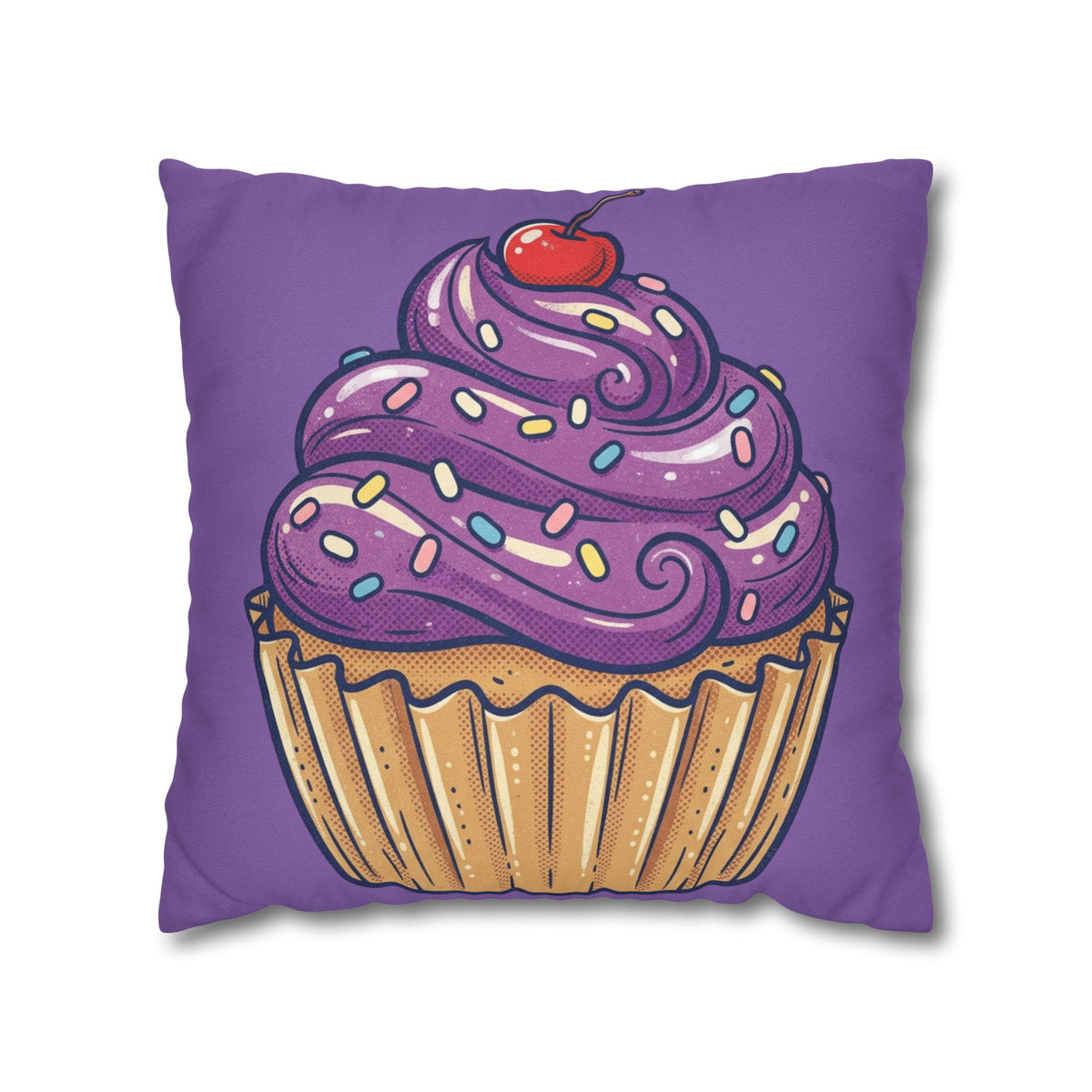 Cupcake Art Pillowcase — Purple Cupcake Decorative Throw Pillow Cover- Light Purple