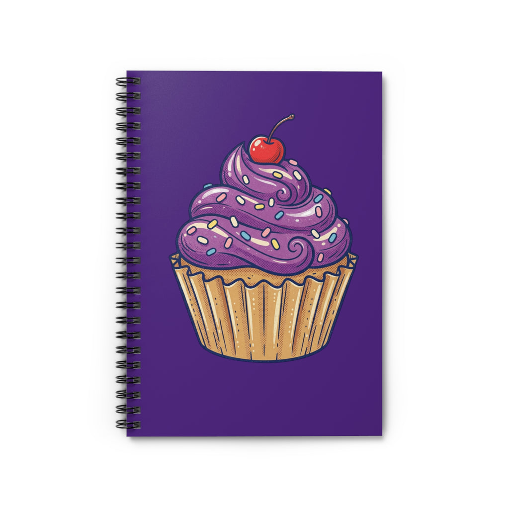 Purple Cupcake Spiral Notebook — Cute Cherry Dessert Journal (Ruled)