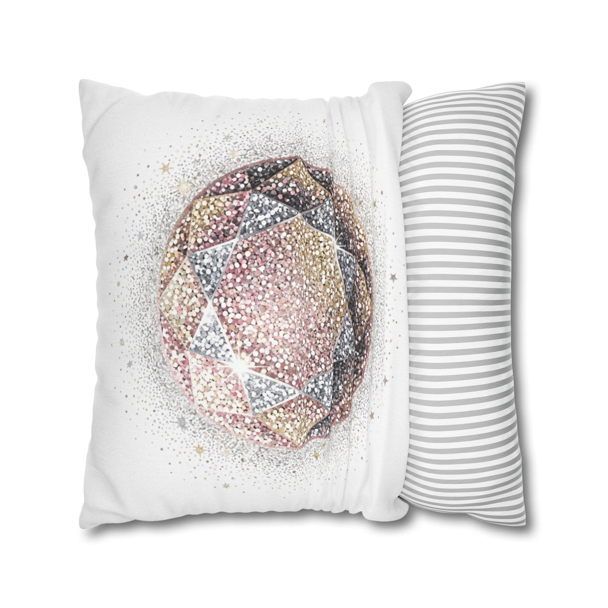 Glittery Spun Polyester Square Pillowcase- White