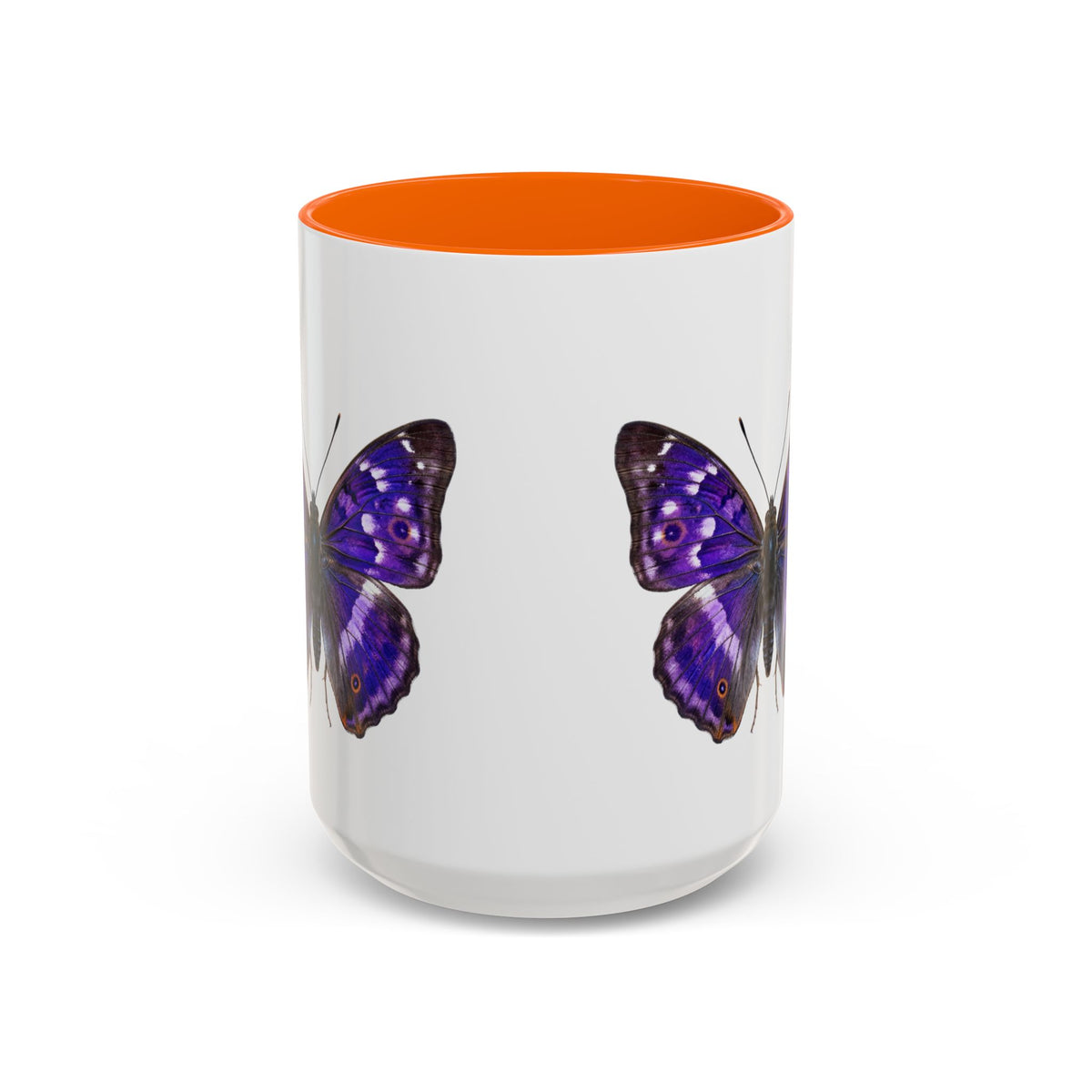Purple Butterfly Accent Coffee Mug – Elegant Floral Butterfly Ceramic Cup