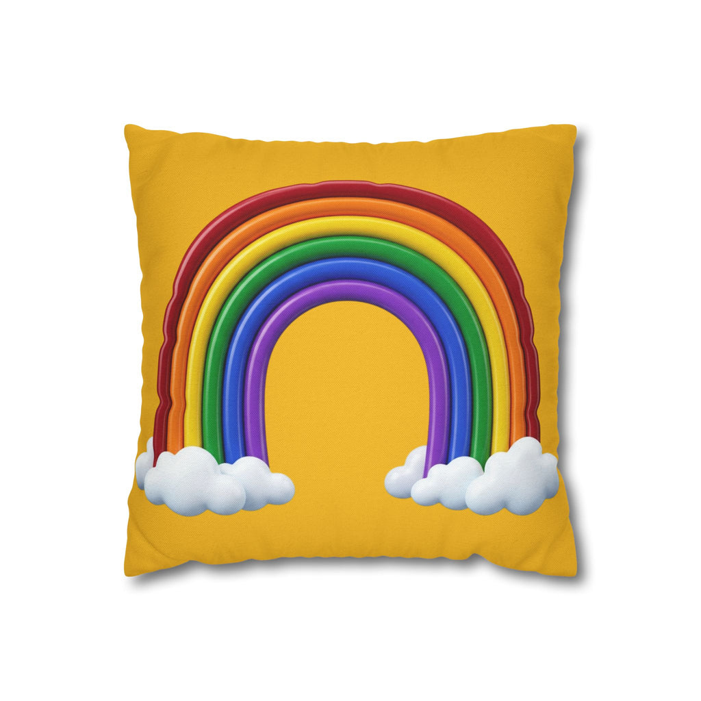 Rainbow Yellow Spun Polyester Square Pillowcase