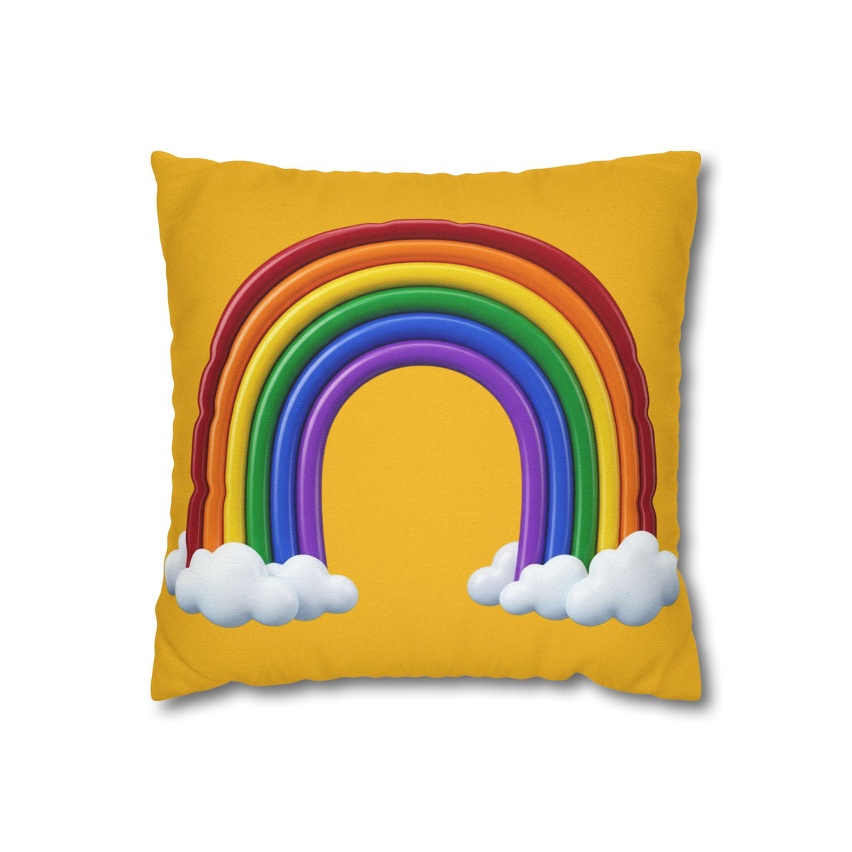 Rainbow Yellow Spun Polyester Square Pillowcase