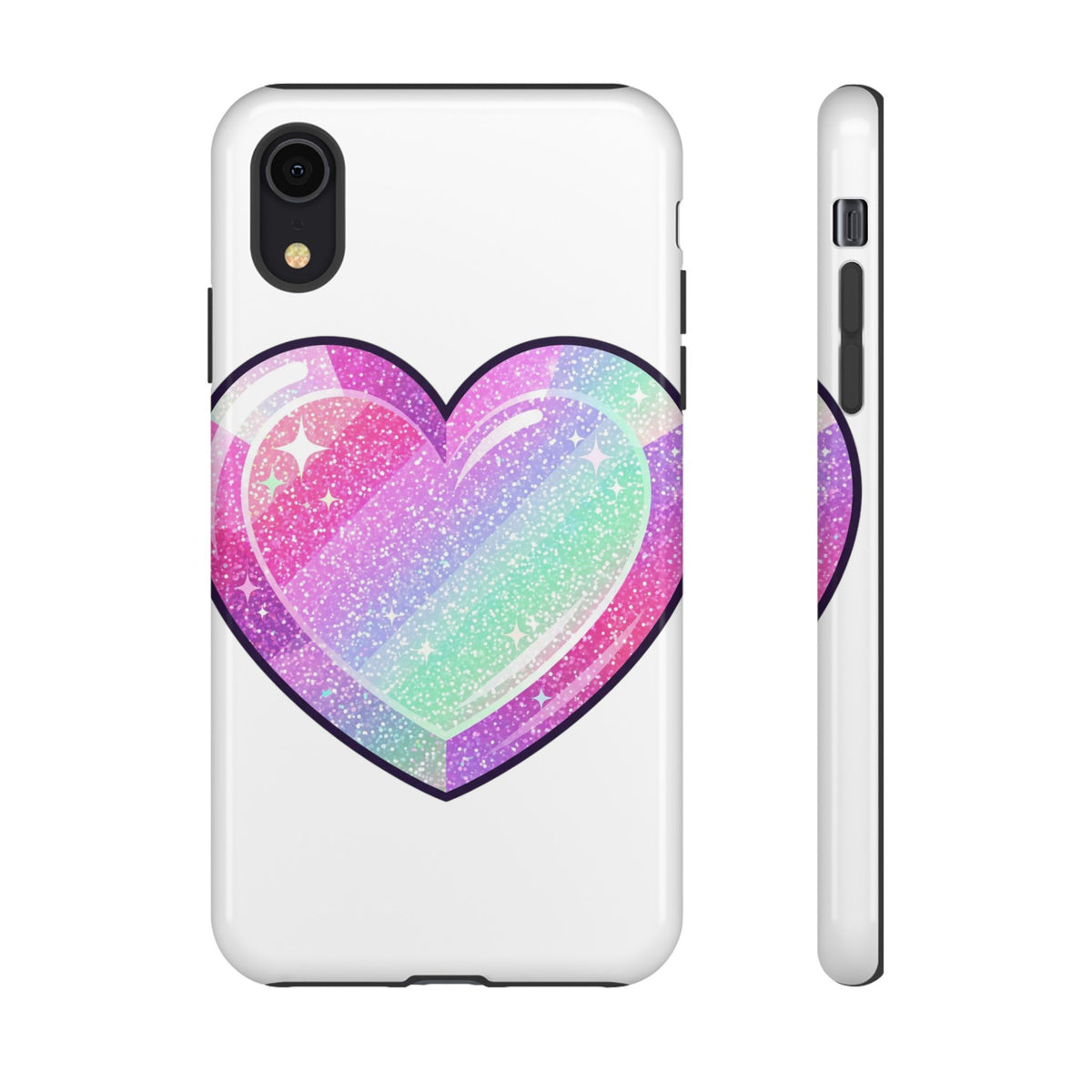 Pastel Glitter Heart Tough Phone Case — Cute Protective Phone Cover