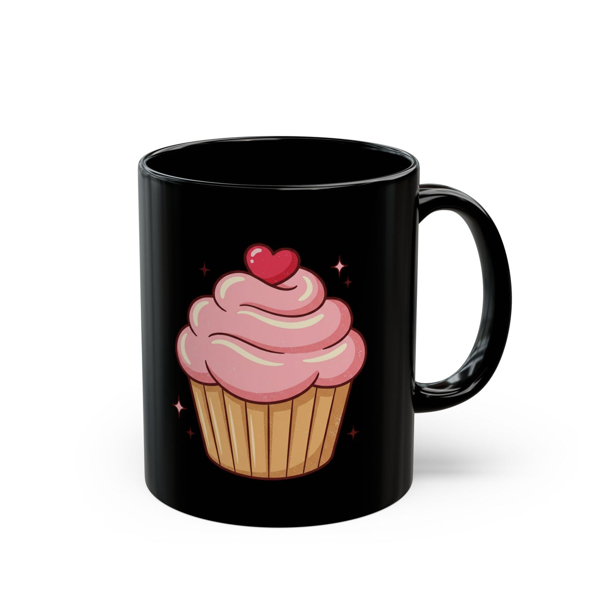 Pink Frosting Cupcake Black Mug (11oz, 15oz)
