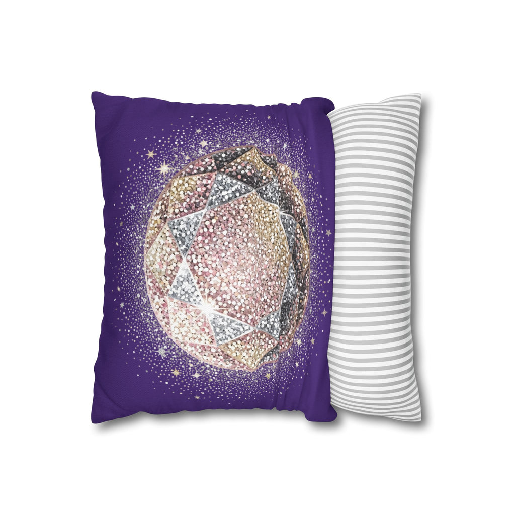 Glittery Dark Purple Spun Polyester Square Pillowcase