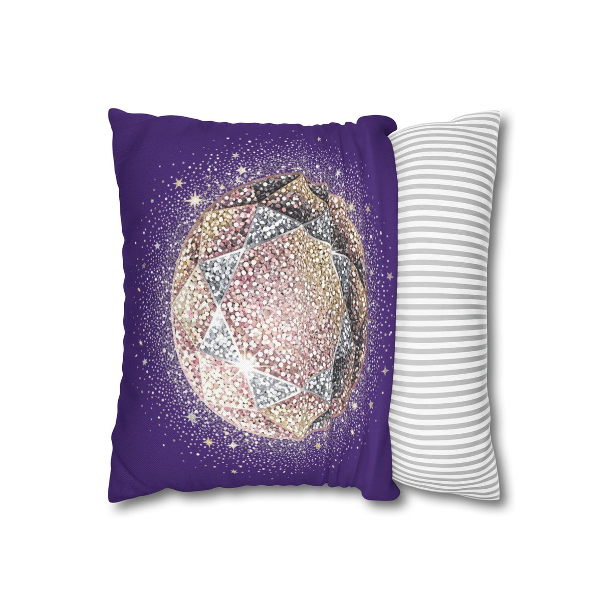 Glittery Dark Purple Spun Polyester Square Pillowcase