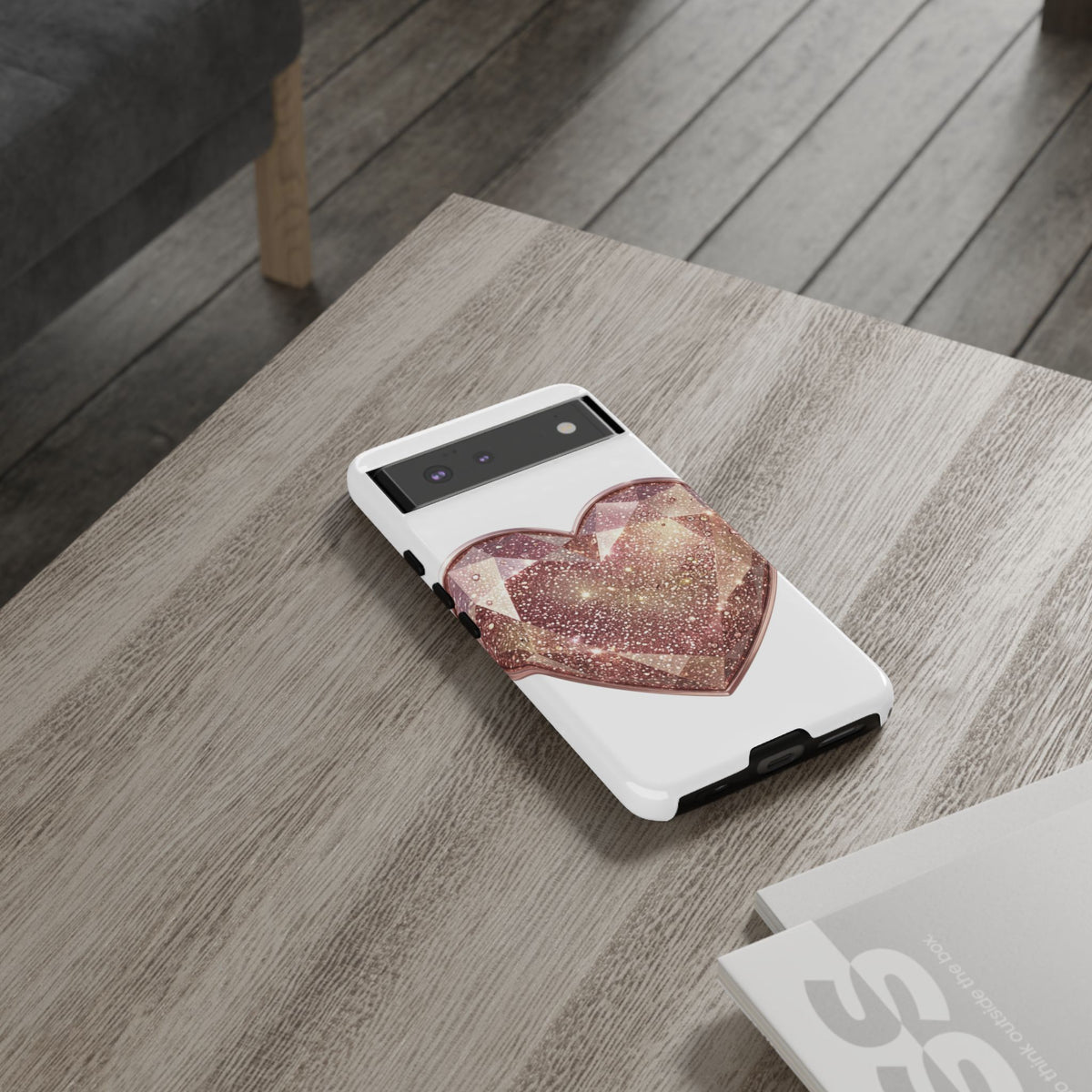 Rose Gold Glitter Crystal Heart Phone Case
