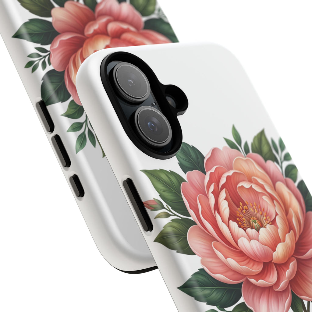 Floral Peony Tough Phone Case — Protective Botanical iPhone Cover