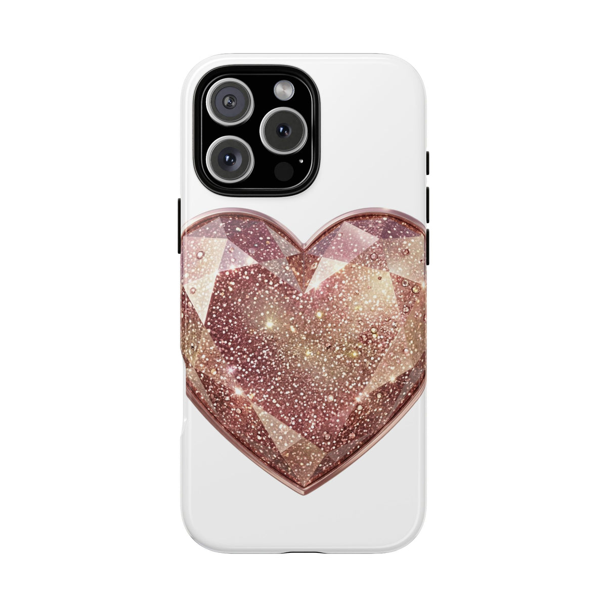 Rose Gold Glitter Crystal Heart Phone Case