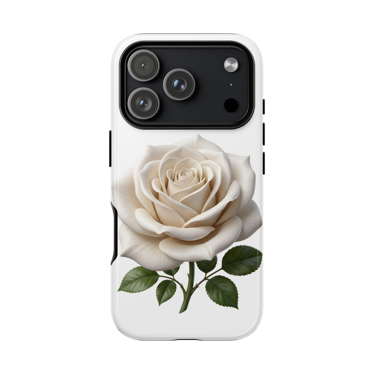 White Rose Tough Phone Case – Elegant Floral Protective Cover