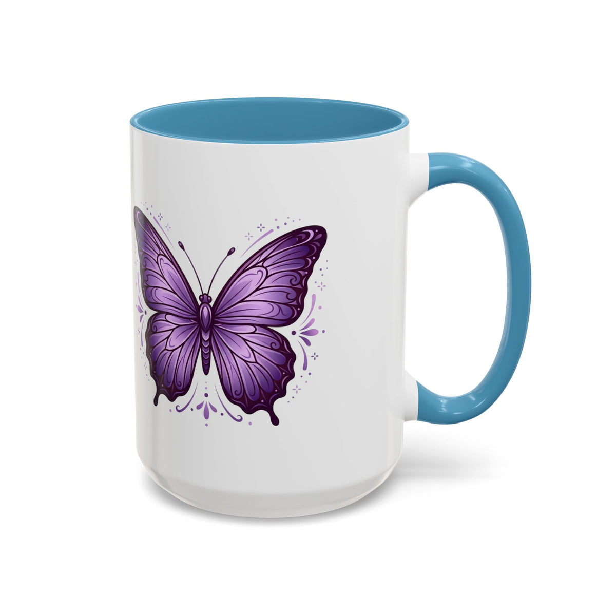 Purple Butterfly Accent Coffee Mug — 11oz & 15oz Decorative Tea Cup