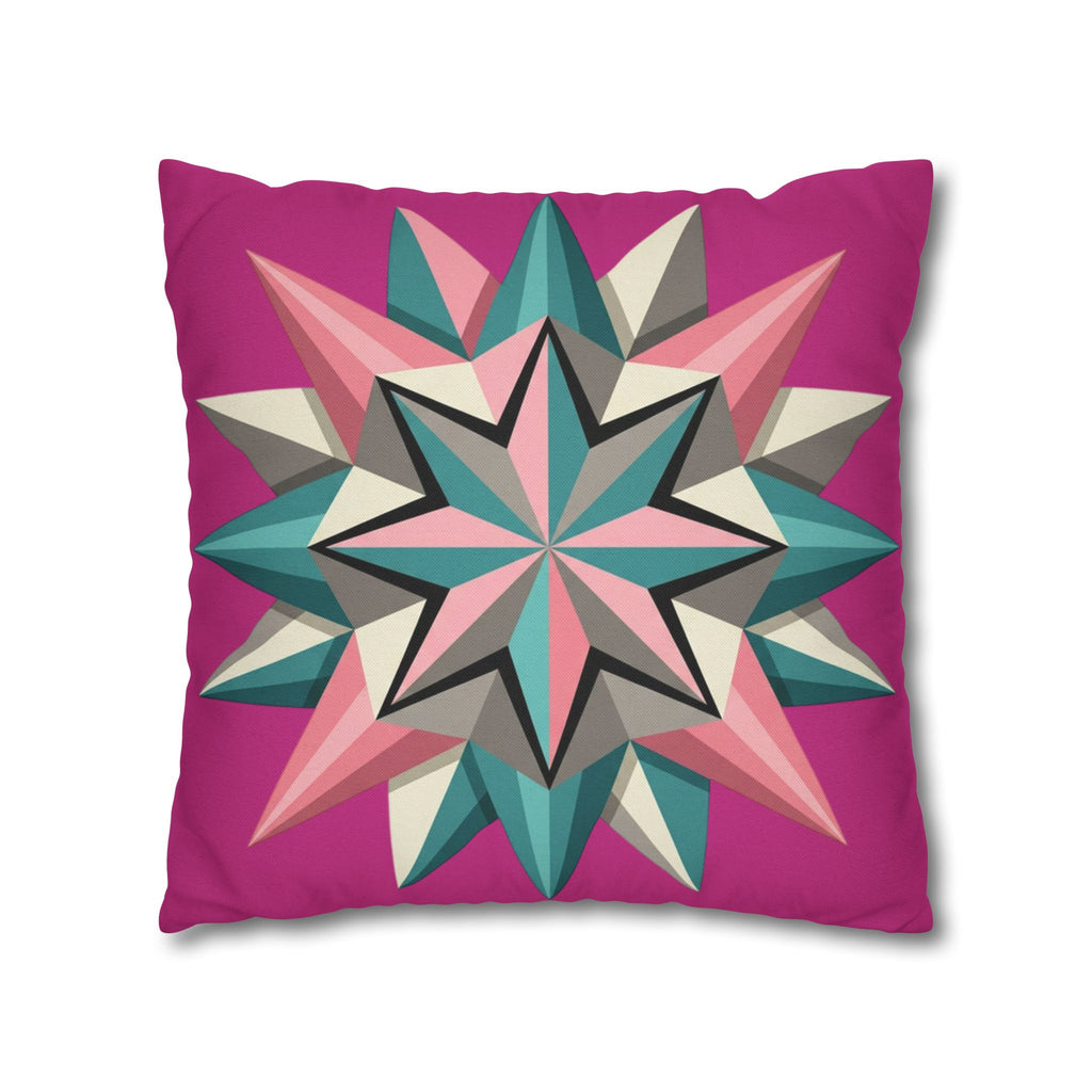 Geometric Starburst Throw Pillowcase — Pink Teal Modern Decorative Cushion Cover