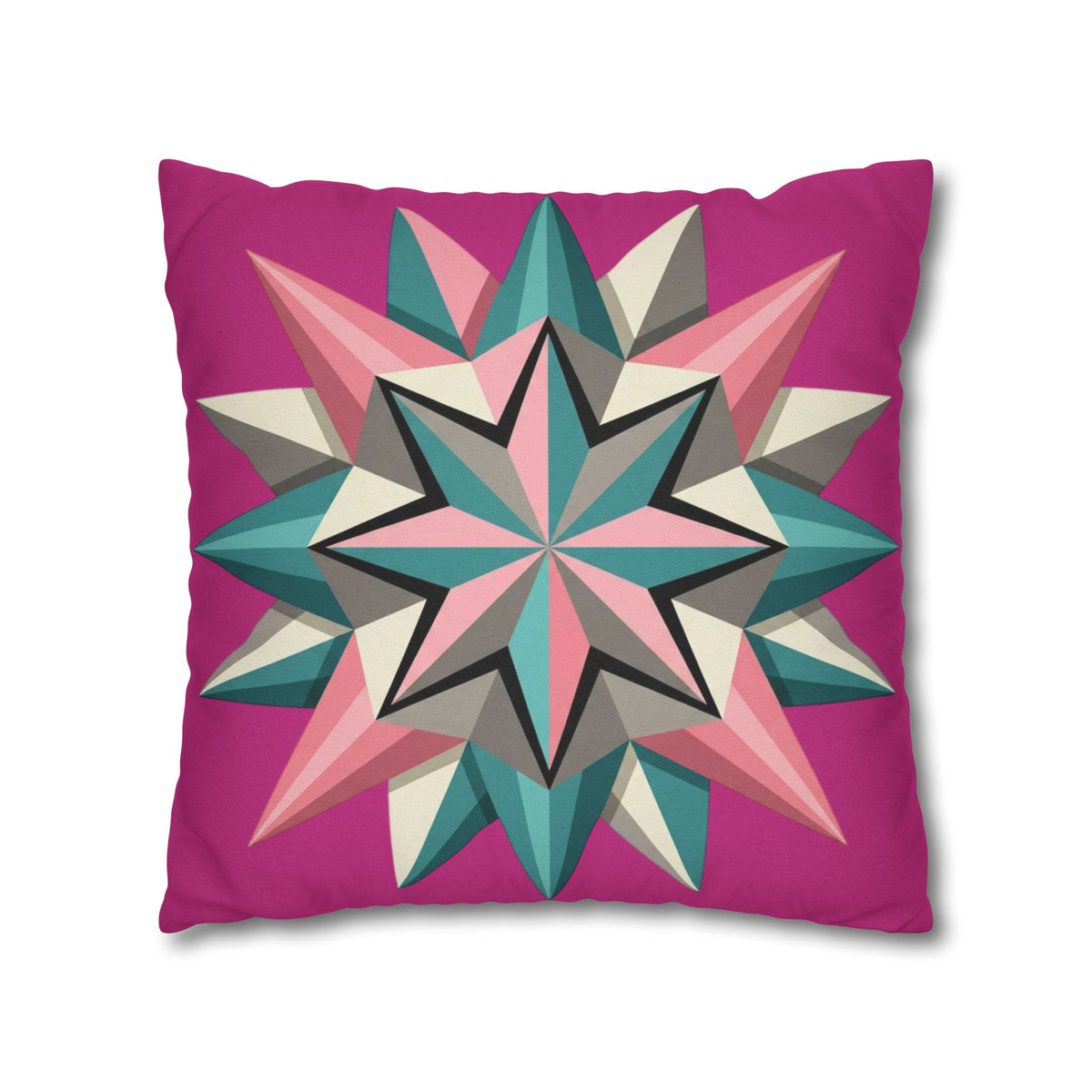 Geometric Starburst Throw Pillowcase — Pink Teal Modern Decorative Cushion Cover