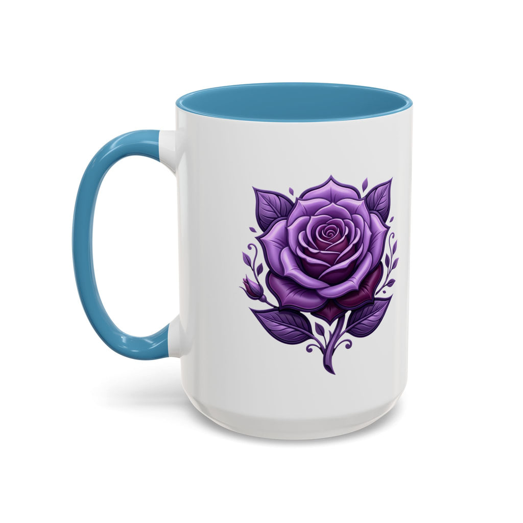 Purple Rose Accent Coffee Mug — Floral Gothic Tea Cup for Women & Gifts