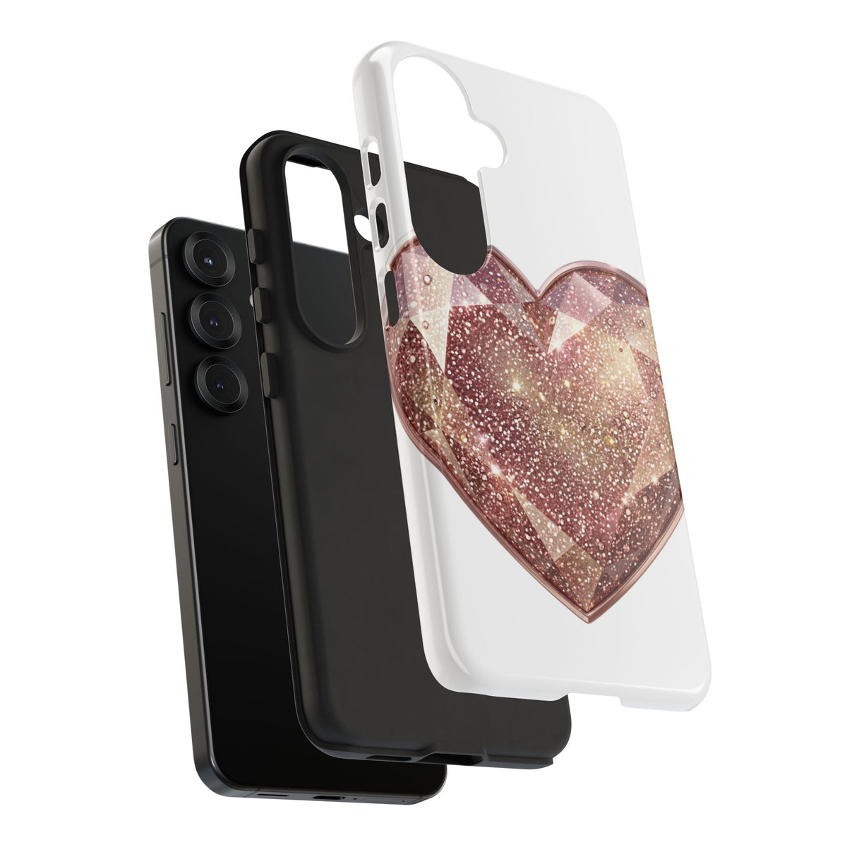 Rose Gold Glitter Crystal Heart Phone Case