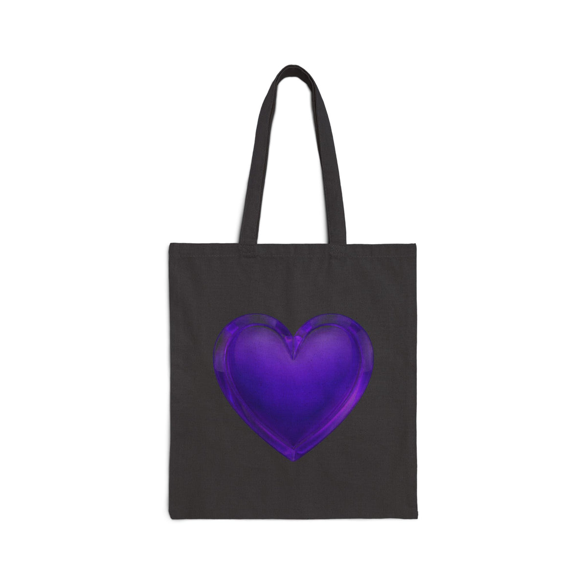 Purple Glass Heart Canvas Tote Bag – Cute Romantic Reusable Shopper