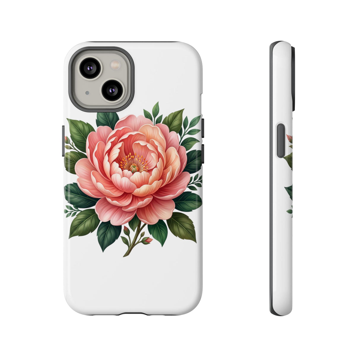 Floral Peony Tough Phone Case — Protective Botanical iPhone Cover