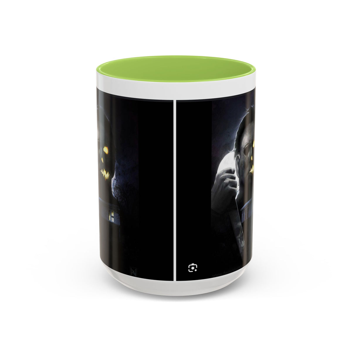 Halloween Michael Myers Accent Coffee Mug — Spooky Horror Movie Jack-O'-Lantern Face (11/15oz)