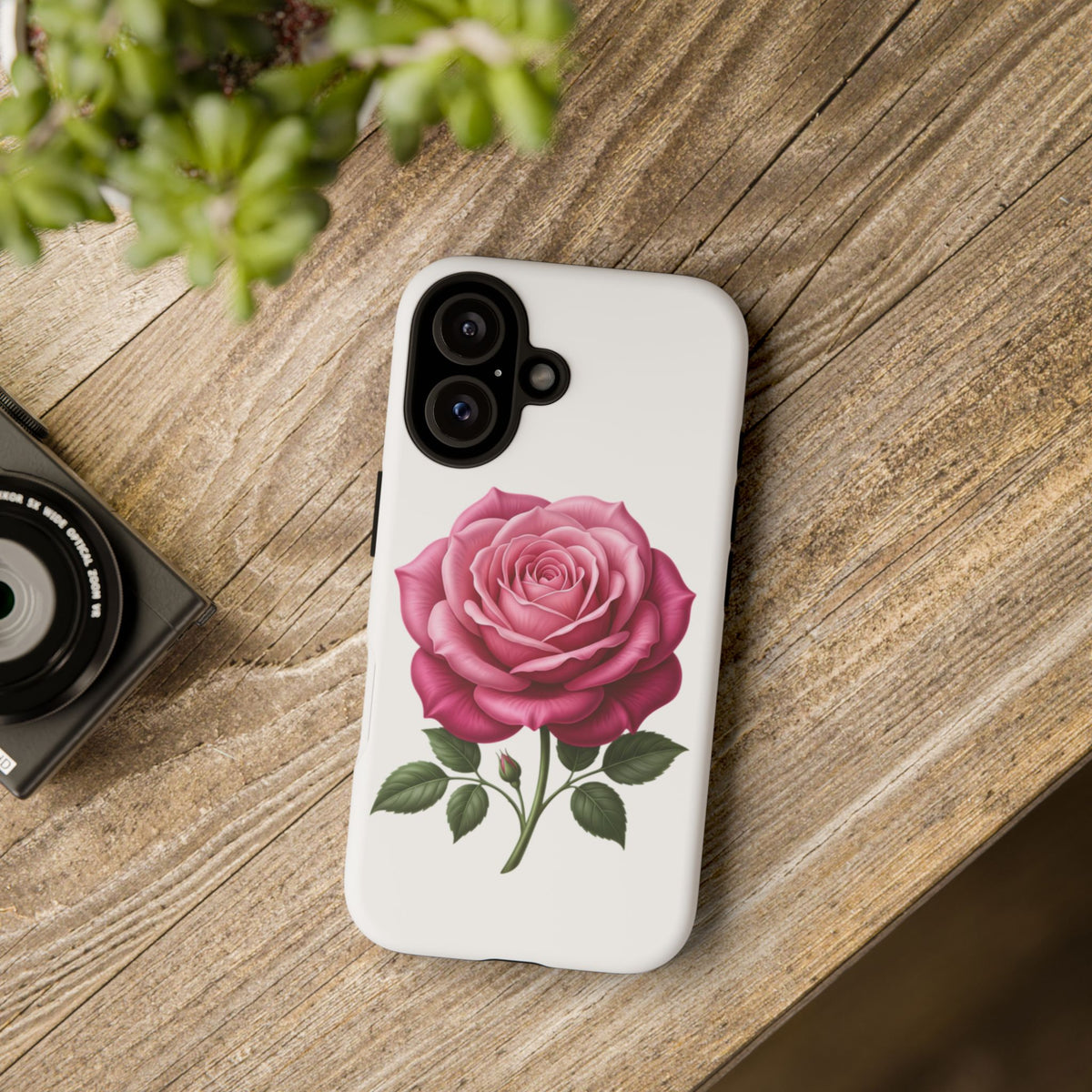 Pink Rose Tough Phone Case — Floral Protective iPhone Cover