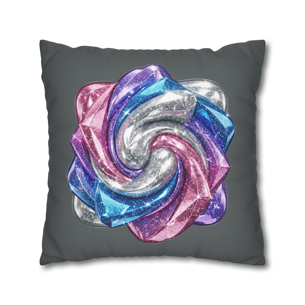 3D Glitter Design Dark Grey Spun Polyester Square Pillowcase