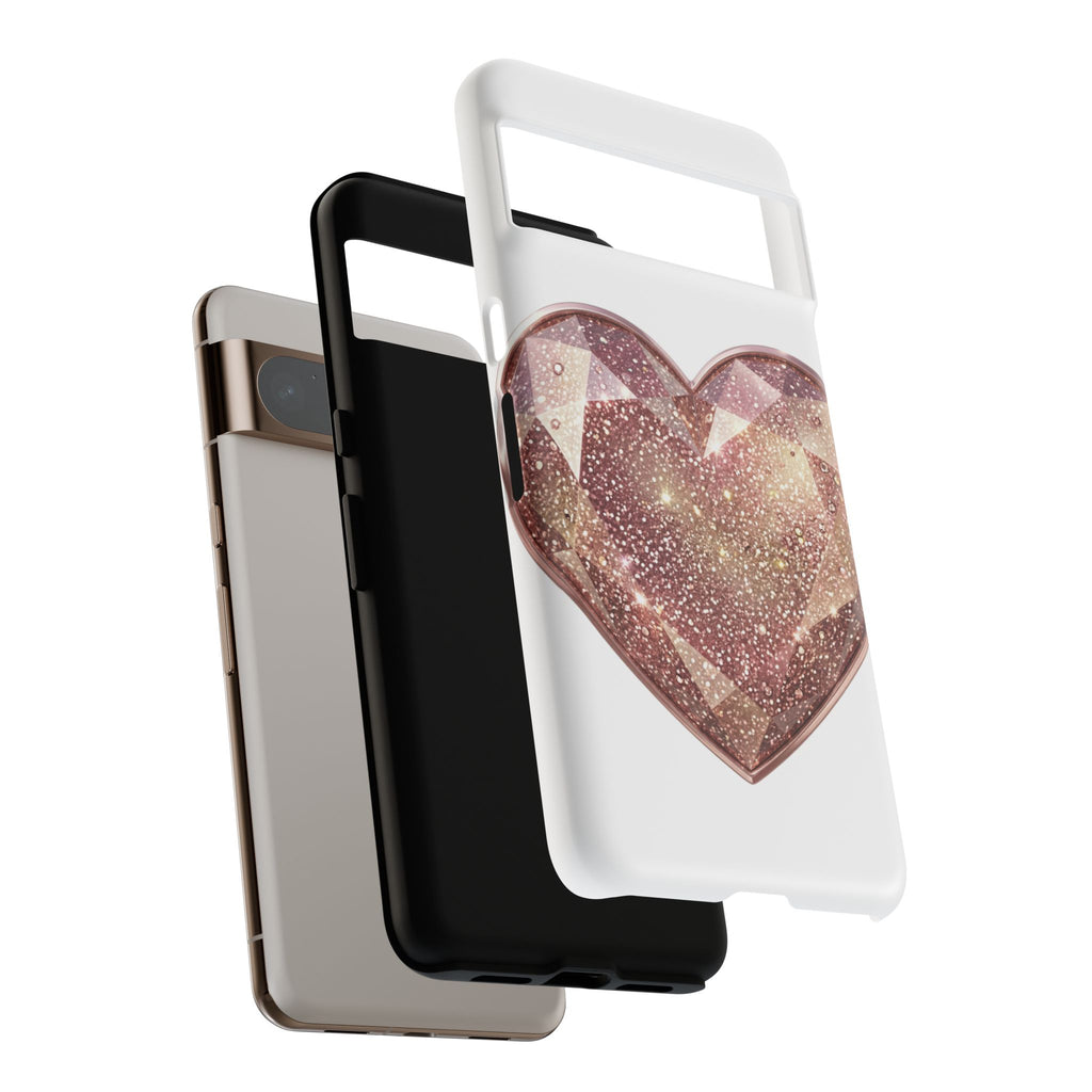 Rose Gold Glitter Crystal Heart Phone Case