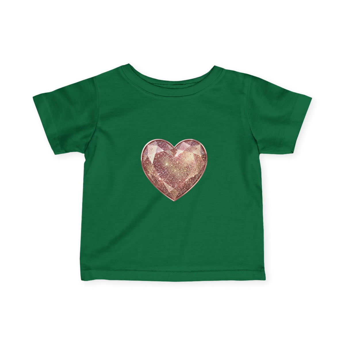 Infant Tee — Rose Gold Glitter Heart Baby T‑Shirt