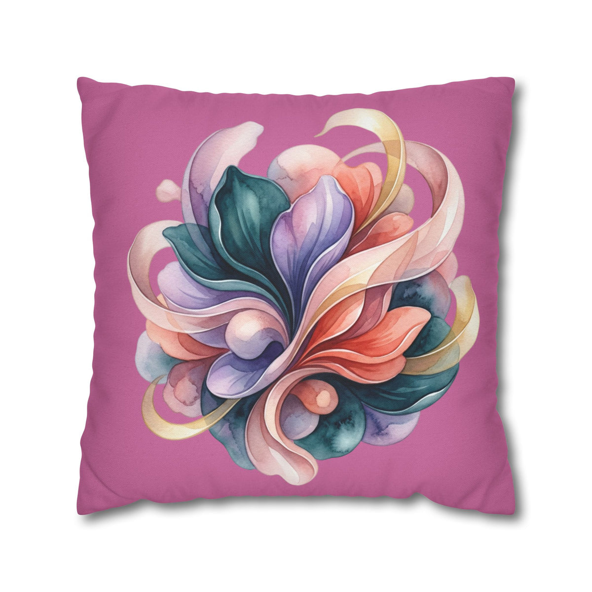 Floral Swirl Decorative Pillow — Pink Abstract Botanical Accent