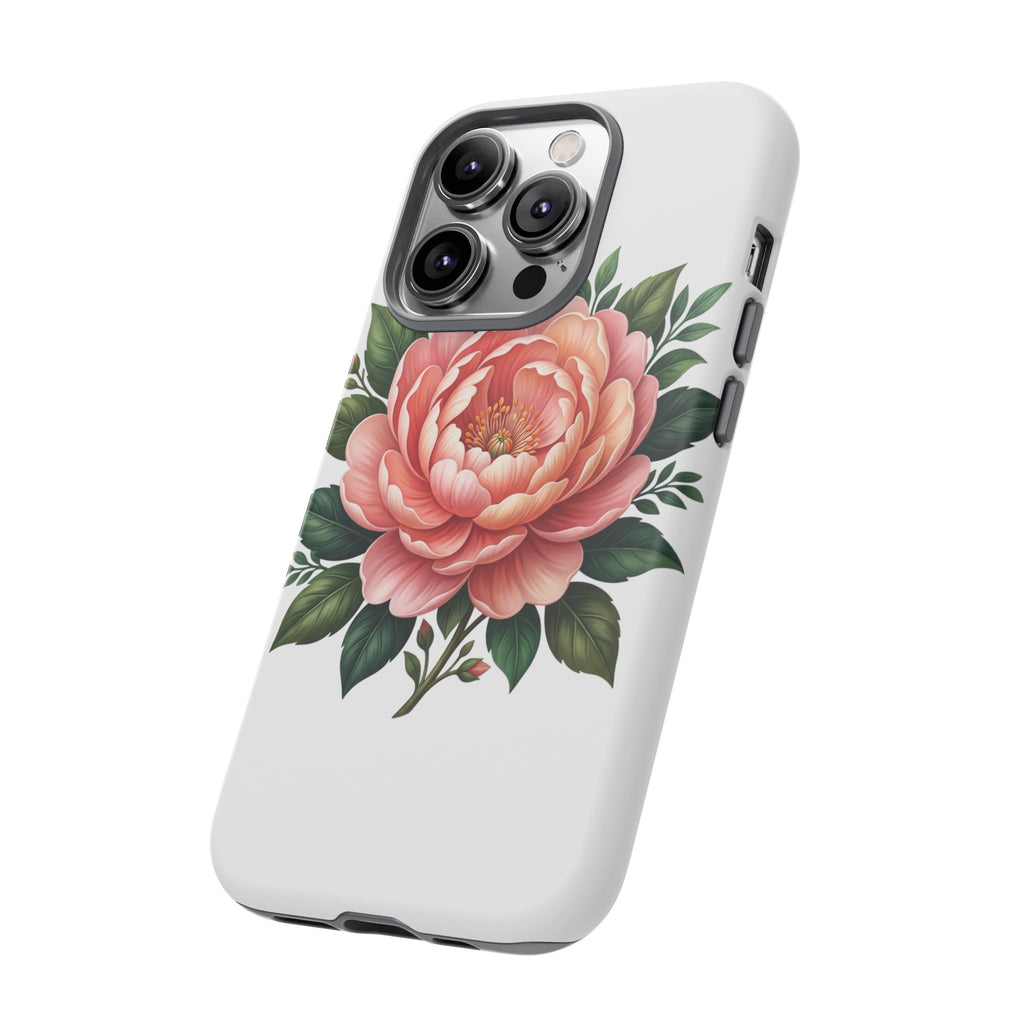 Floral Peony Tough Phone Case — Protective Botanical iPhone Cover